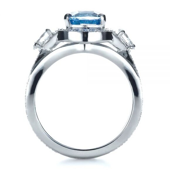 925 Silver Plated Blue Exquisite, Noble Cross Ring, FB16FA1051 - Picture 7 of 7